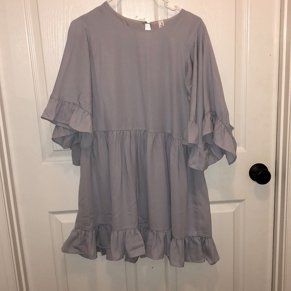 ruffle grey dress